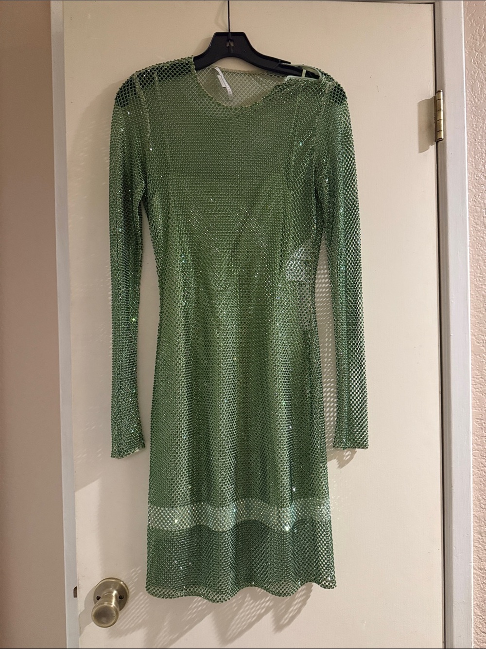 Stella McCartney Green Crystal Mesh Long Sleeve Dress Size 38 / 2